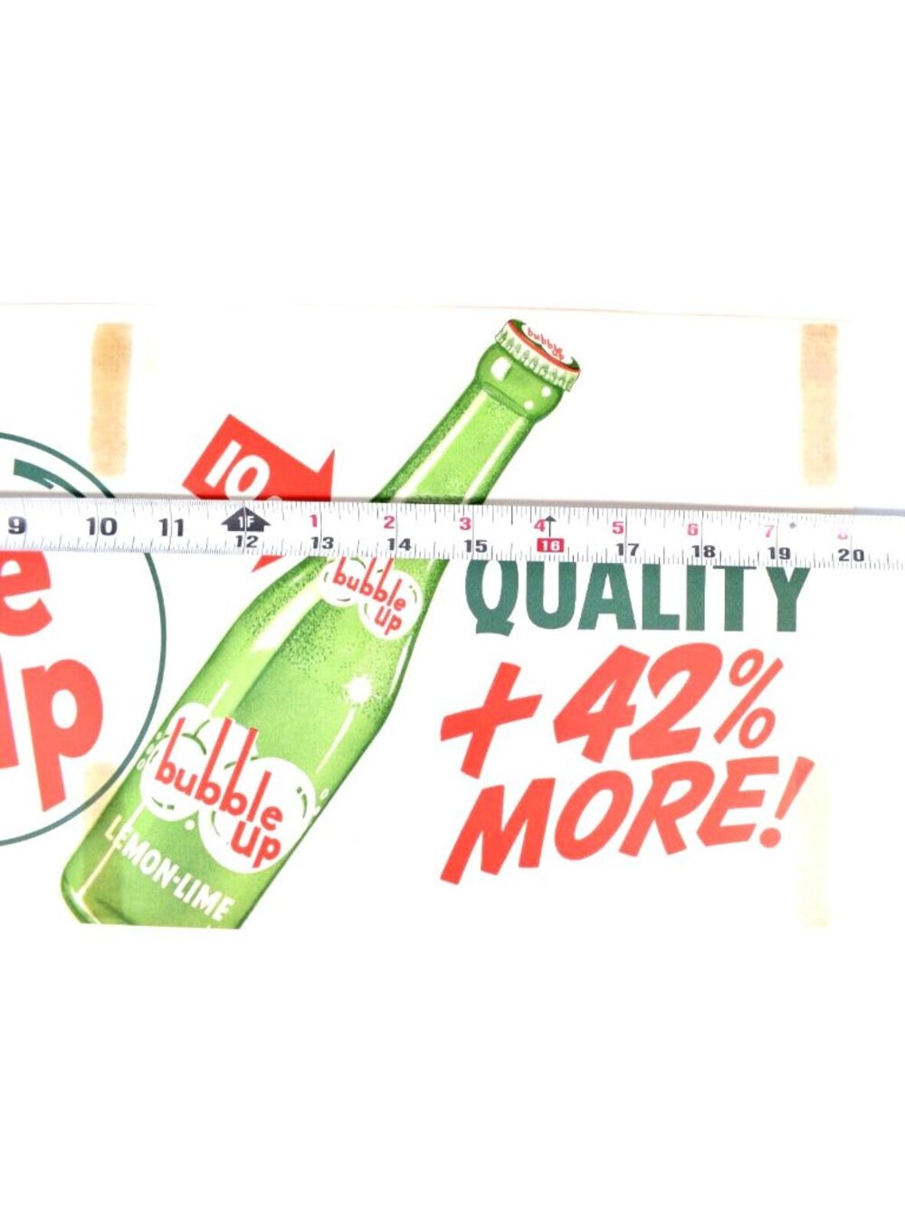 1950's New Old Stock Drink Bubble Up Lemon Lime Soda Window Display Sign Cola - Picture 5 of 6